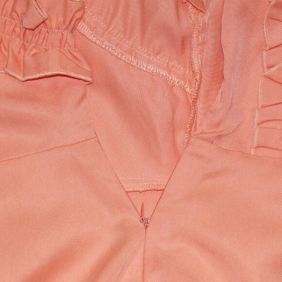 Eggie Peach Sleeveless Tie Front Ruffled Straps A Line Orchid Mini Dress Sz SX - Picture 6 of 6